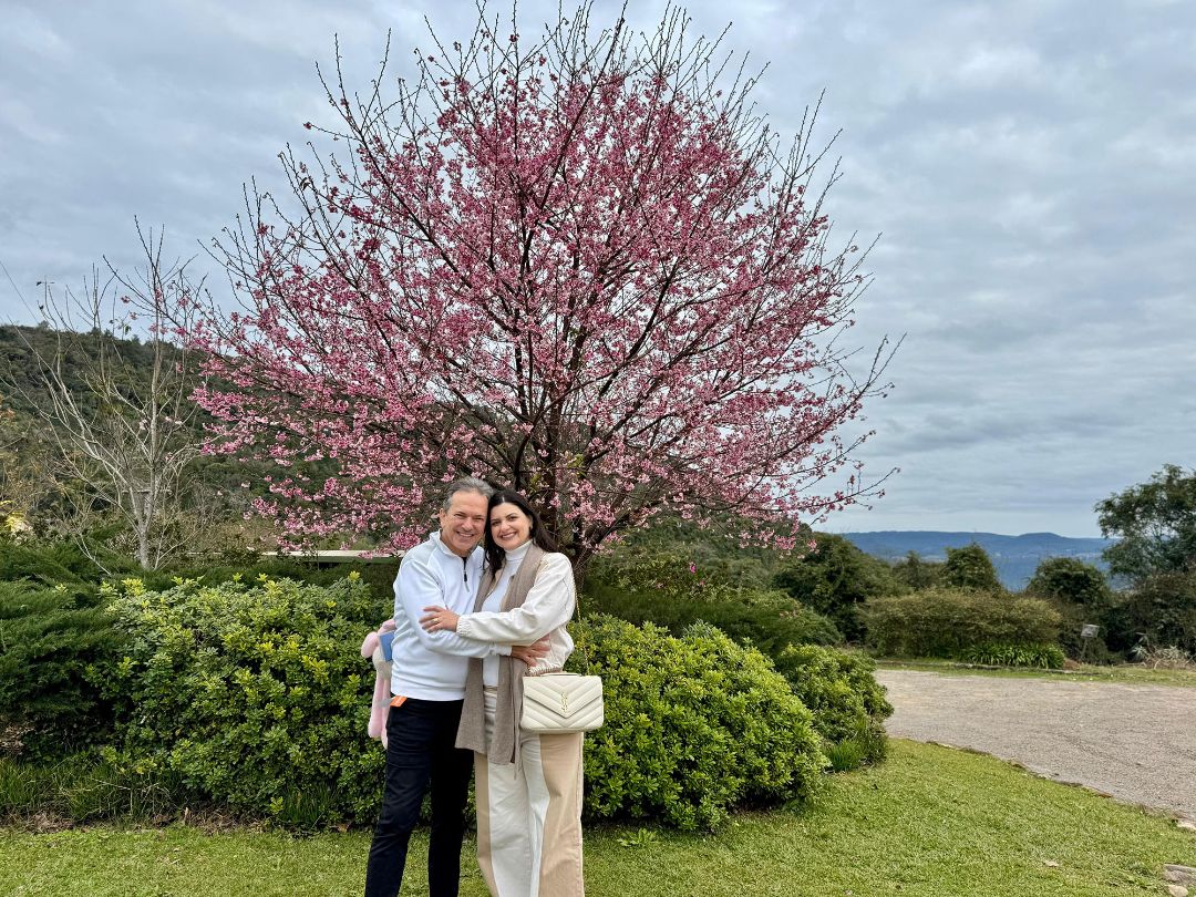 Rodrigo Barbosa e Joana curtindo as férias em Gramado
