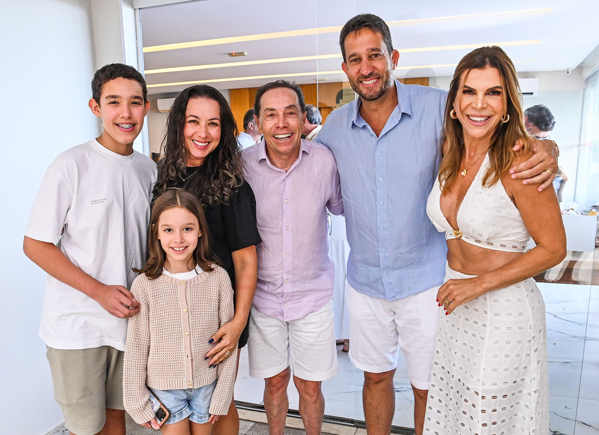 Miguel e Mirela com os pais, Geisi e Valdecir Torezani , Sandro Pretti e Jacqueline